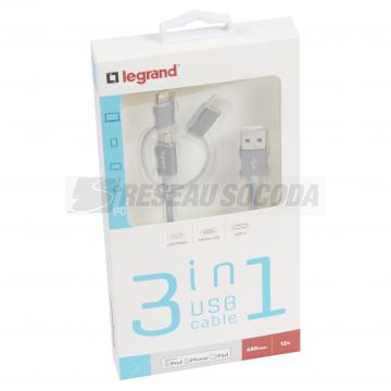  CABLE 3EN1 MICROUSB/USBC/LIGHT 