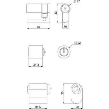  ADAPTATEUR P-SERRURE DIN 